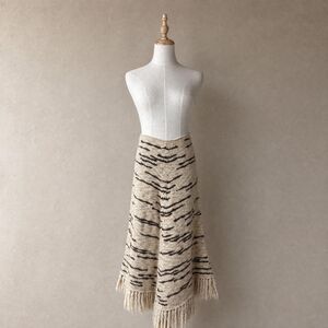 Ralph Lauren Vintage Hand Knit in Uruguay Fringe Skirt Natural | M